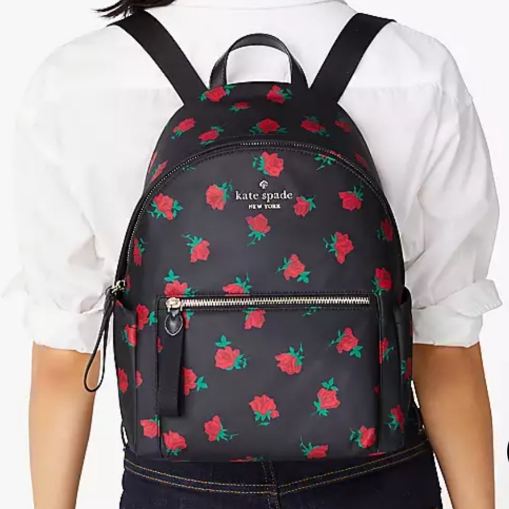 Kate Spade Chelsea Rose Toss Printed Medium Backpack NWT Stlye KE435 - Picture 2 of 7